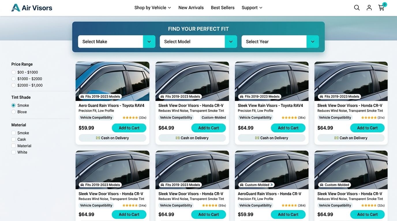 Air Visors Automotive E-Commerce Platform Mockup